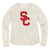 USC Trojans Women's Oatmeal SC Interlock Tri-Blend Long Sleeve T-Shirt
